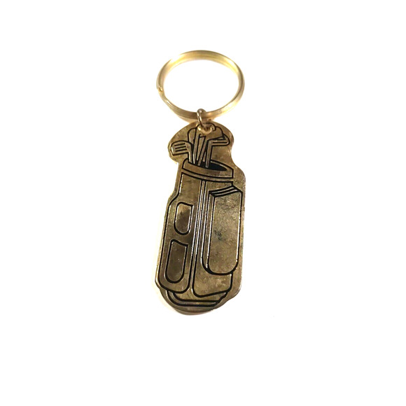 Brass Golf Bag Keychain Golf Cart - Picture 4 of 4